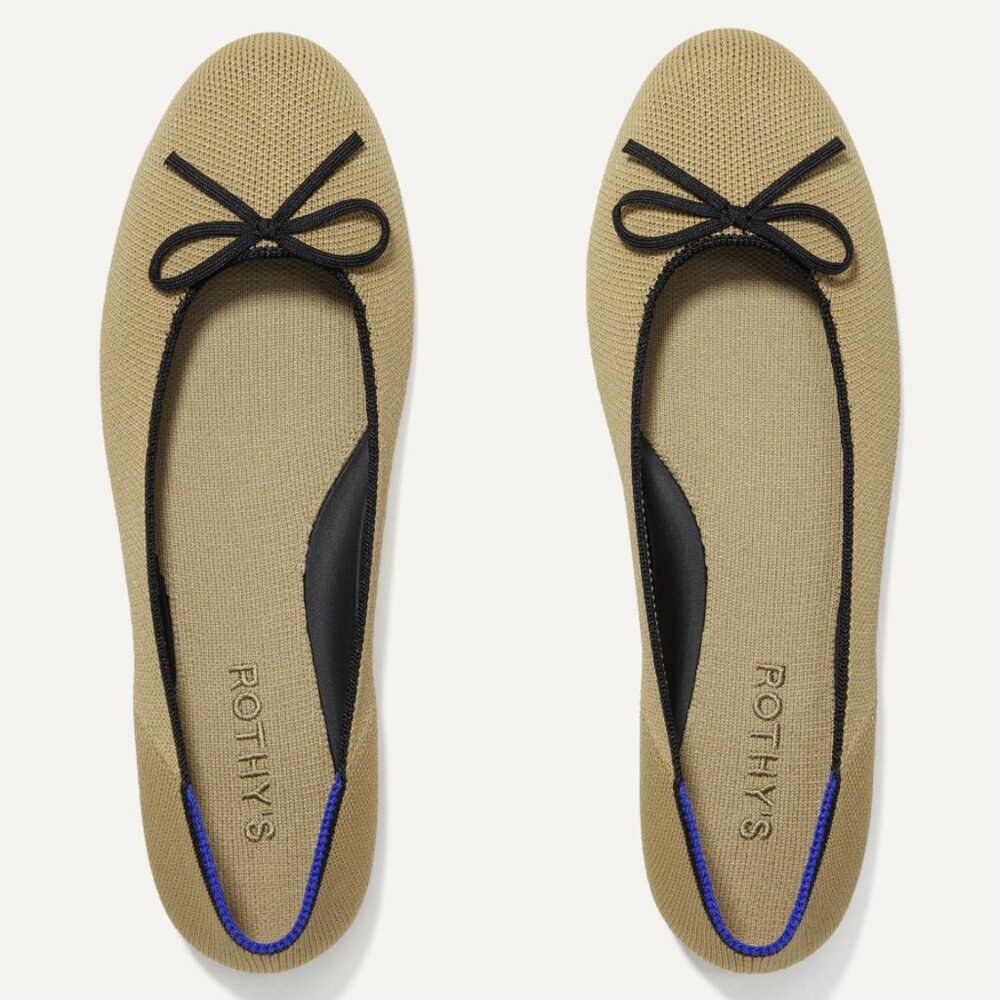 Rothy's Women's "The Ballet Flat Beige and Black" In Sole Comfort Size 9 NWB